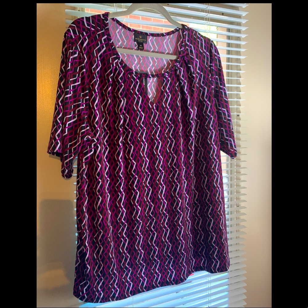 NWT Worthington purple zig zag blouse